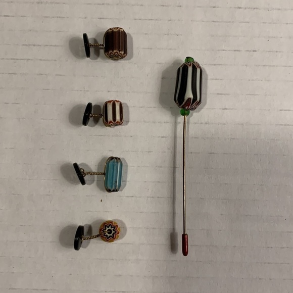 CUFF Links Set With Tie Tack- Vintage - Picture 2 of 11